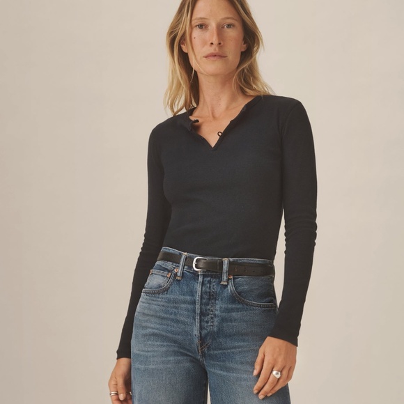 BUCK MASON Heirloom long sleeve henley | smokey umber | size M - Picture 2 of 10